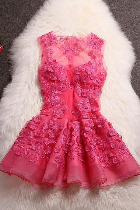 Stylish Embroidered Stitching Organza Sleeveless Dress