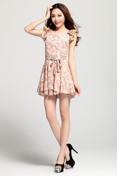 Summer Sleeveless A-Line Floral Print Dress Women Casual Dress