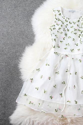 White Gorgeous Embroidered Lace Dress