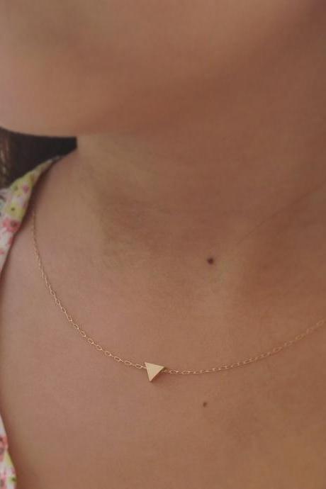 gold necklace, triangle necklace, tiny gold triangle necklace, triangle,1 geometric jewelry D22