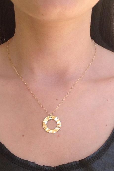 Gold Necklace, Circle Necklace, Simple Necklace, Everyday Necklace, Dainty Necklace,1 Friendship Necklace D36