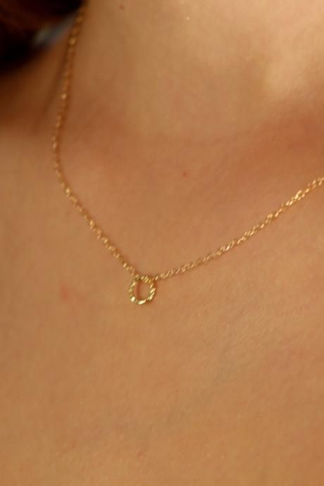 Gold Necklace, Gold Circle Necklace, Simple Necklace, Everyday Necklace, Dainty Necklace, Tiny Necklace, Petite Jewelry 032