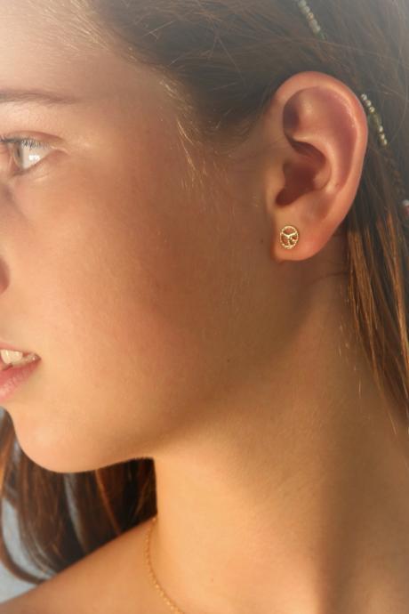 Gold earrings, peace earrings, simple gold earring, stud earrings, everyday earrings, tiny earrings A523