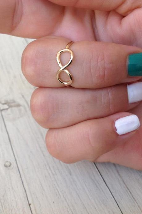 Knuckle ring, infinity gold ring, above knuckle ring, infinity ring, mid knuckle rings, small gold ring, thin rings, gold knuckle rings-A1