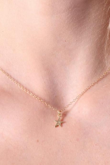 gold necklace, gold star necklace, tiny star, simple necklace, tiny gold necklace, petite jewelry D13