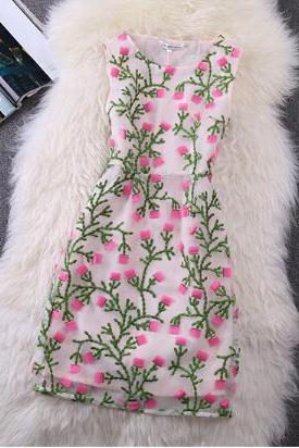 Embroidered Vest Dress Ax100701ax