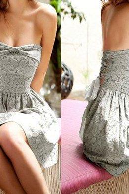Back Cross Straps Chest Bow Tee Dress