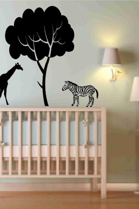 Zebra and Giraffe Decal for Baby Nursery