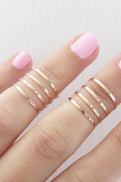 Gold ring - 8 Above the Knuckle Rings, Rose gold stacking ring, Knuckle Ring, Band ring, Midi ring, Handmade ring, Accessories,Birthday gift