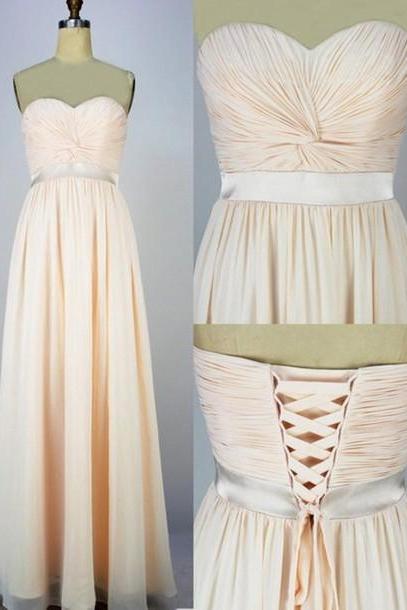 Elegant Chiffon Floor Length Sweetheart Prom Dress 2015, Prom Gown,Bridesmaid Dresses, Wedding Party Dress, Formal Dresses
