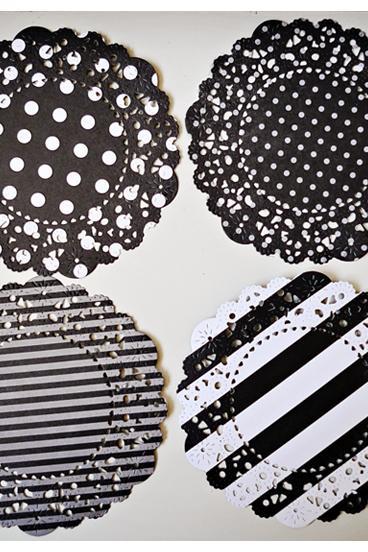 Parisian Lace Doily polka dot & stripe for Scrap booking or card making / pack