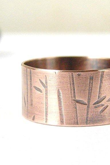 Mens ring . Wide copper band . Textured . Unisex