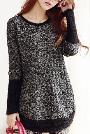 Loose Long-sleeved Knit Sweater #101005ad