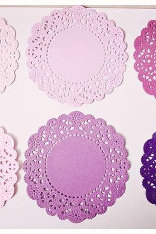Parisian Lace Doily purples for Scrap booking or card making / pack 