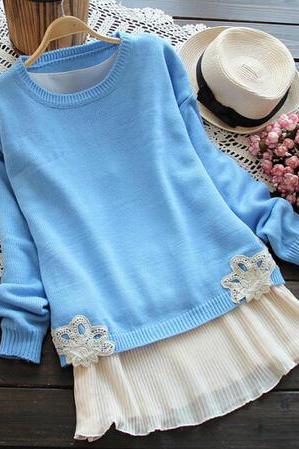 Long-sleeved round neck loose knit sweater jacket AX101201ax