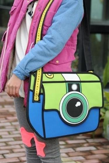 2015 new fashion Cute 3D Cartoon camera Canvas pu Shoulder Bag handbag