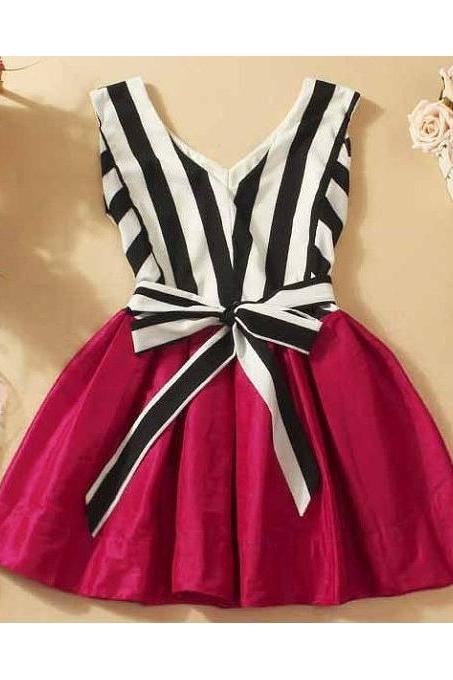 NECK STRIPED DRESS