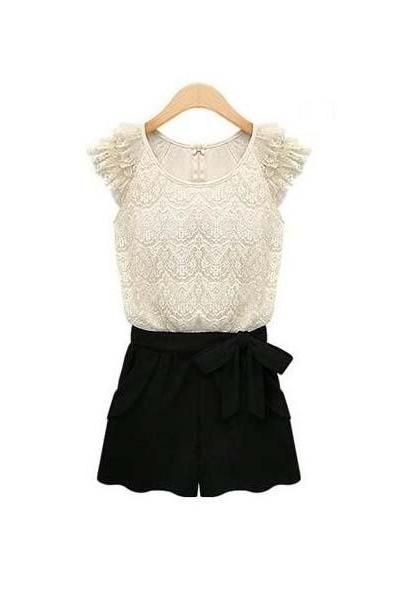 Black And White Lace Jumper-suite