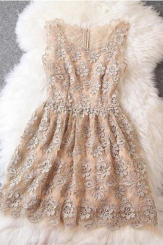 Lace Dress In Beige