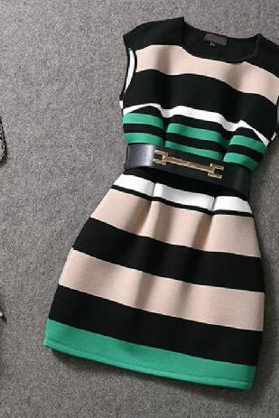 Slim stripe print dress AX101401ax