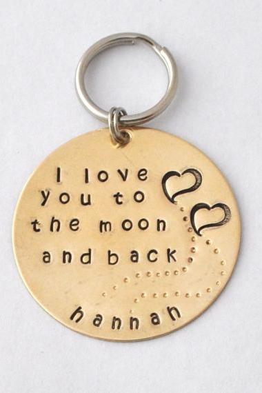 Gift Key Chain- I Love You To The Moon And Back Custom Gift Personalized Key Ring Mother&amp;amp;#039;s Day Gifts, Gift For Lover By