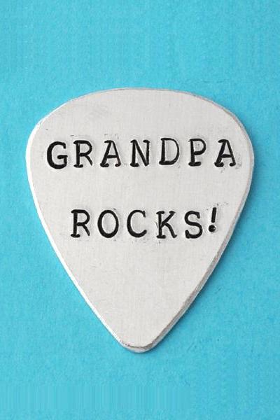 Guitar Pick, Personalized Guitar Pick Hand Stamped, custom Guitar Pick, father's day gifts, grandpa rocks, I pick you