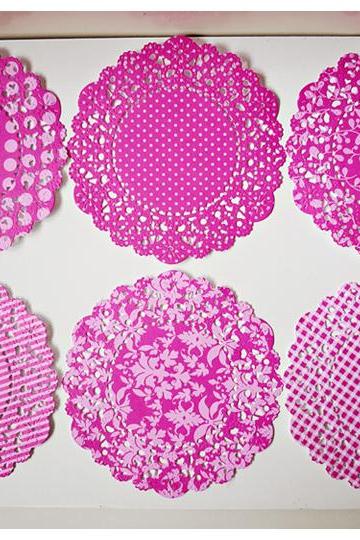 Parisian Lace Doily Raspberry Fizz for Scrap booking or card making / pack