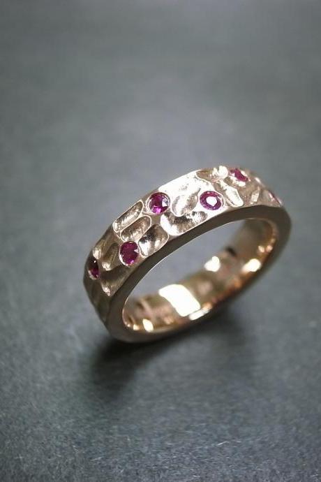 6mm Ruby Wedding Ring in 14K Rose Gold