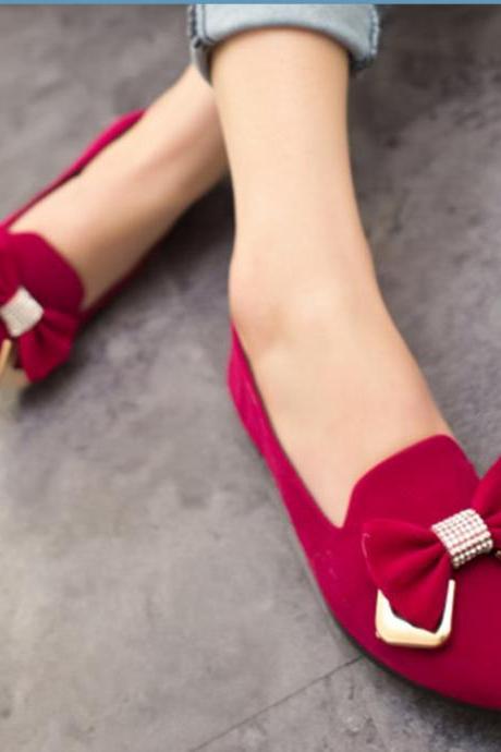 Fashion bow pointed flat shoes PO1017DG