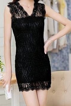 Sexy Lace Sleeveless Dress #df101904mh
