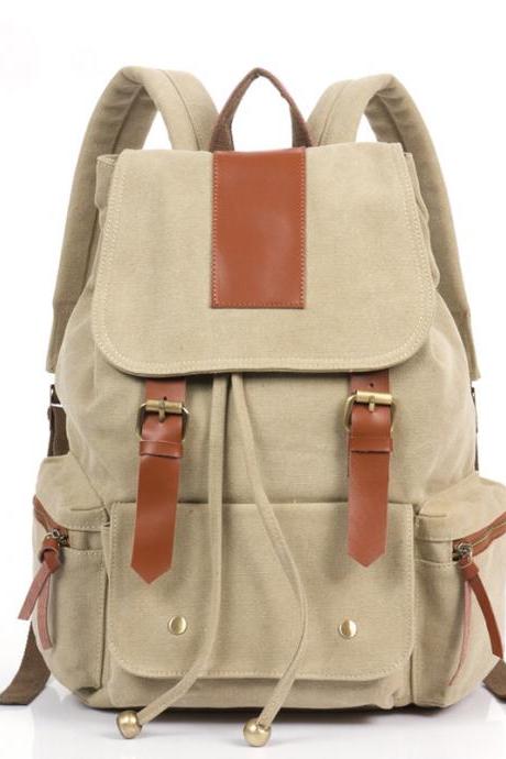 Fashion Cream Retro With Leather Backpack