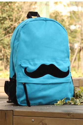 Cute Mustache Fresh Canvas Schoolbag