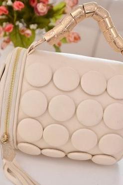 Tassel Embellished White Leather Bag