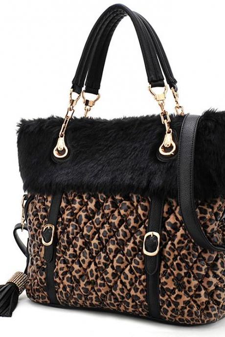 New Style Leopard Diamond Tassel Shoulder Bag Handbags