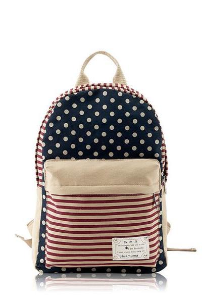 Backpack In Stripes And Dots Printed