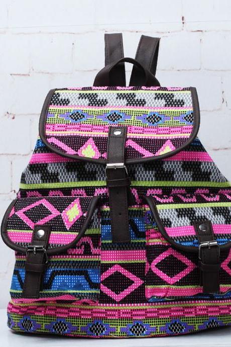 Folk Style Geometry Printed Backpack