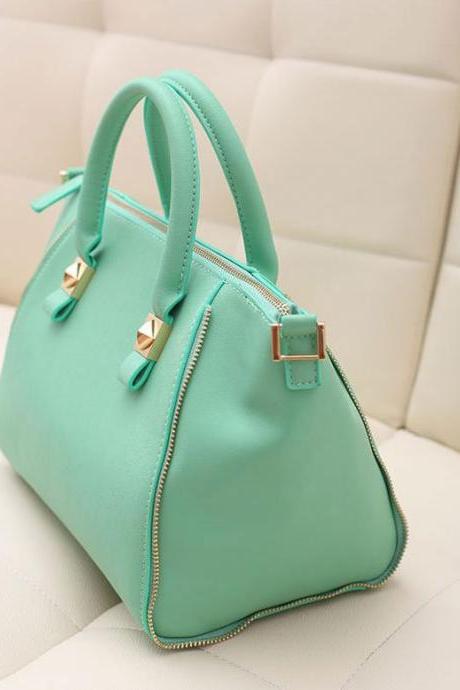 Newest Best Fashion Faux PU Solid Color Zipper Up Dumpling Shape Soft Hand Bags