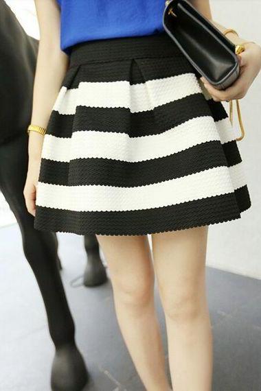 Cute Black And White Stripes Skirt