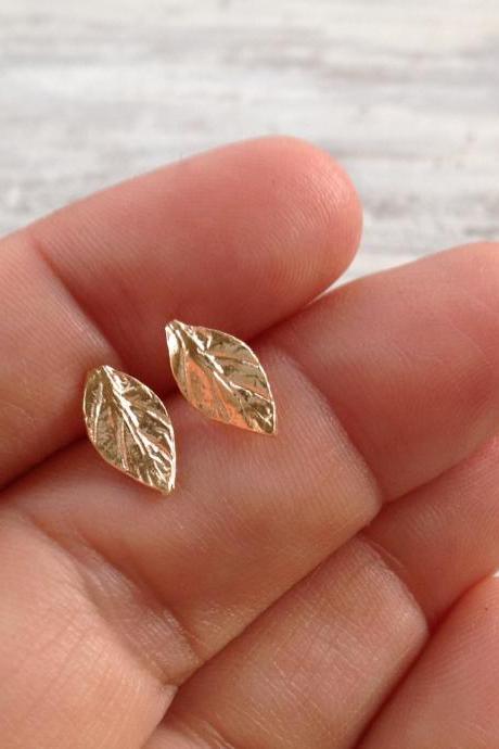 Gold earrings, stud earrings, leaf earrings, gold filled earrings, gold stud earrings, simple stud earrings -20063