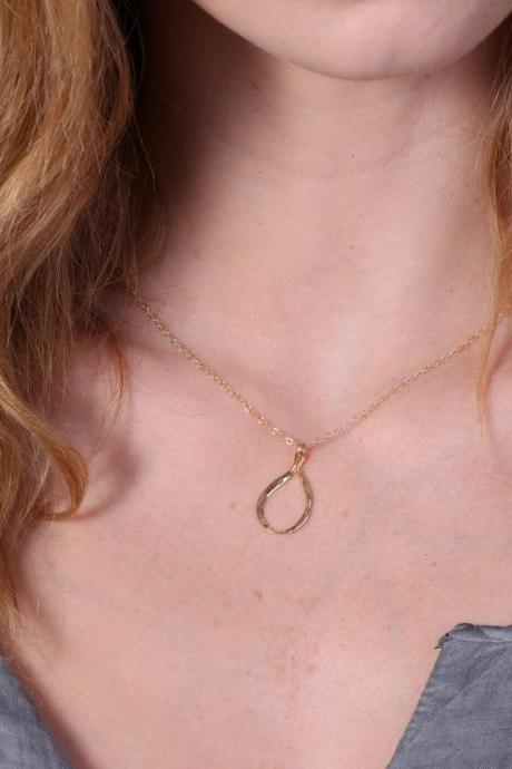 Gold filled necklace, Gold necklace, teardrop gold necklace, simple gold necklace, circle necklace, delicate necklace -20068