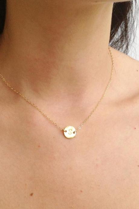 Initial necklace, initial jewelry, personalized necklace, Gold initial necklace, monogram necklace, friendship, 14k gold filled -537