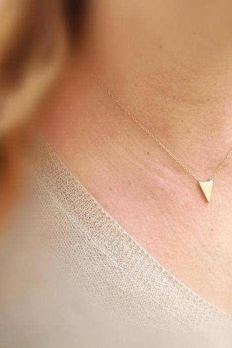 Triangle Gold Necklace, Gold Necklace, Small Gold Necklace, Tiny Gold Necklace, Petite, Delicate Necklace -536