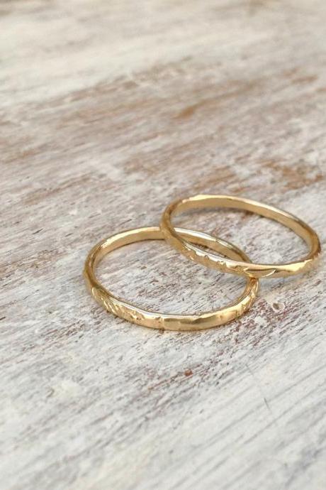 Stacking Ring, Gold Ring, Set Of 2 Stacking Gold Ring, Knuckle Rings, Thin Gold Ring, Hammered Ring, Tiny Ring, Gold Knuckle Rings -522