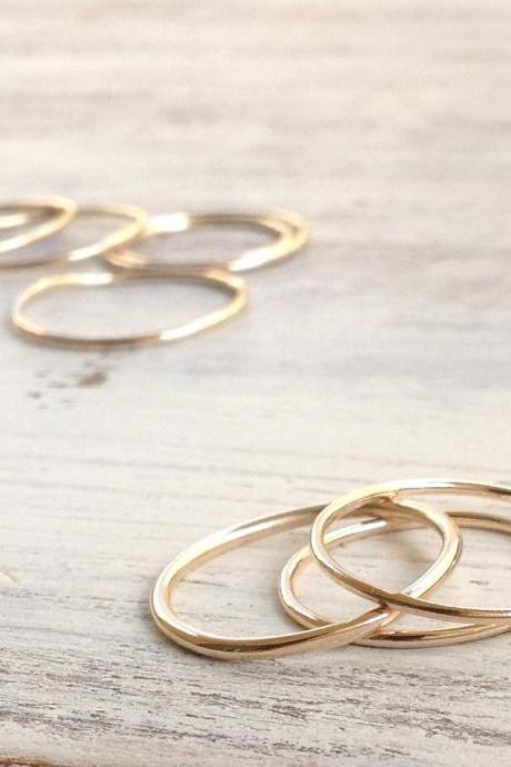 Sef Of 2 Rings, Knuckle Ring, Stacking Rings, Thin Ring, Gold Knuckle Ring, Simple Ring, Smooth Ring Rb10