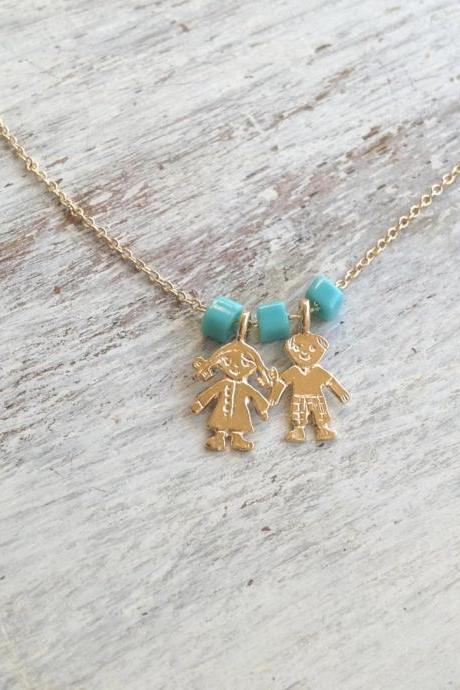 Gold necklace, children necklace, dainty gold necklace, mothers necklace, gift for mother, every day necklace, mom jewelry -591