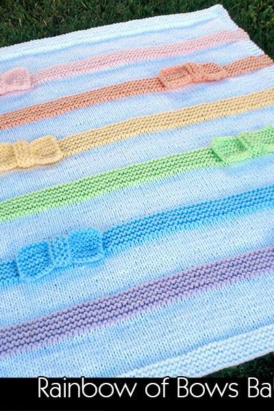 Rainbow of Bow Baby Blanket Knitting Pattern