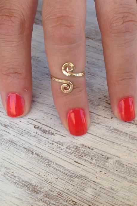 Knuckle Ring, Adjustable Ring, Toe Ring, Gold Ring, Thin Gold Ring, Twisted Ring, Any Size, Simple Ring, Gold Knuckle Ring - H1