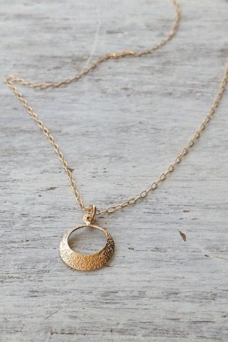 -gold Necklace, Gold Ring Necklace, Tiny Gold Necklace, Simple Necklace, Petite Jewelry, Delicate Necklace -574