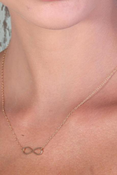 infinity necklace,infinity jewelry, Gold necklace, delicate necklace, gold infinity, gold filled , 613