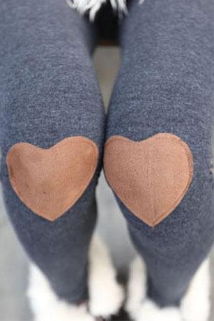 Fashion Gray Knee Love Patch &Leggings